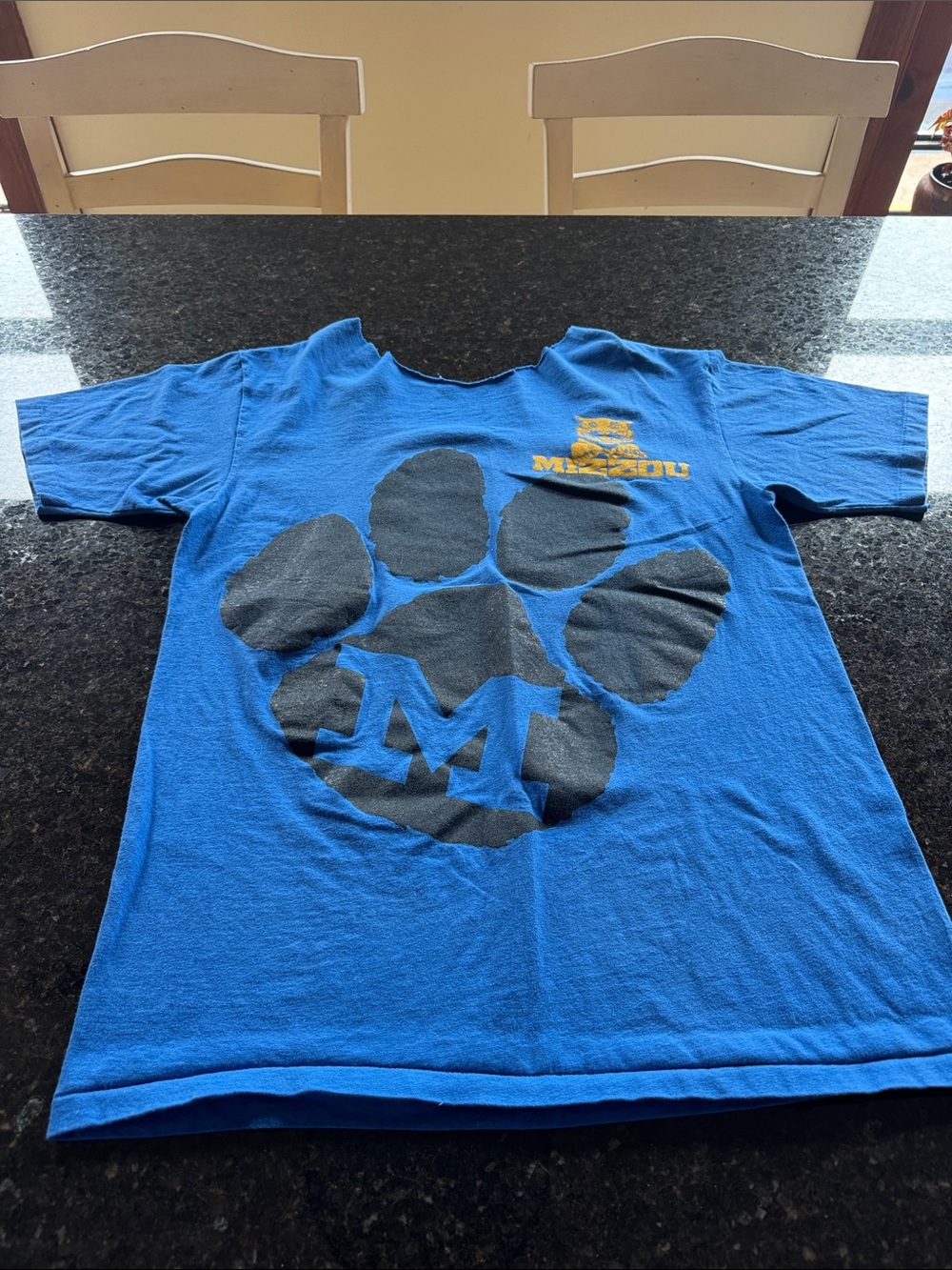 Unknown Brand - Blue - Mizzou Paw-Graphic Short Sleeve Tee with Mizzou Logo